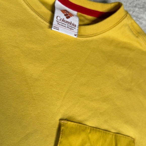 Columbia Field Creek Retro Shirt Yellow Men M Front Pocket Short Sleeve Omni Shd - Picture 6 of 6